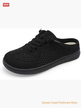 Wide Slip-on Mule Shoes Breathable Walking Comfortable Backless Sneakers with